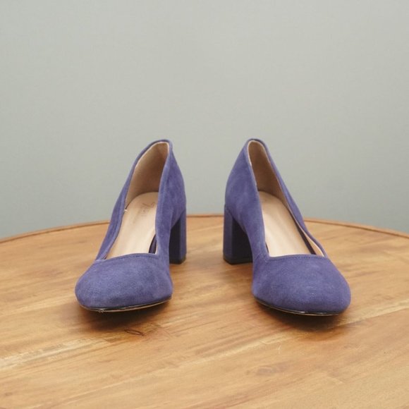 27 Edit Naturalizer Womens Rebecca Pumps Heels Blue Suede Close Toe Size 8 M - Picture 3 of 11